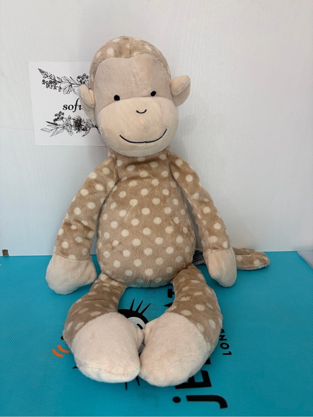 11" Little Jellycat Monty Monkey Polka Dot Rattle Soft Brand New Without Tags